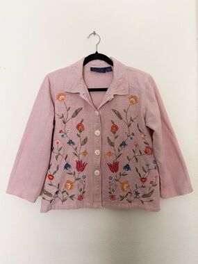 🌸 vintage botanical floral embroidered cotton jacket